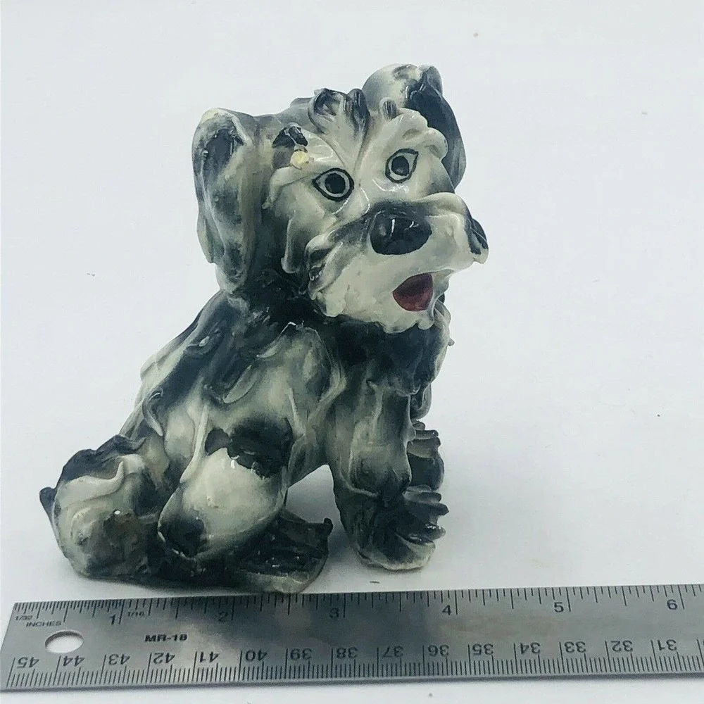 Vintage Spaghetti Dog Scruffy Terrier Pottery Hand Painted Italy 5